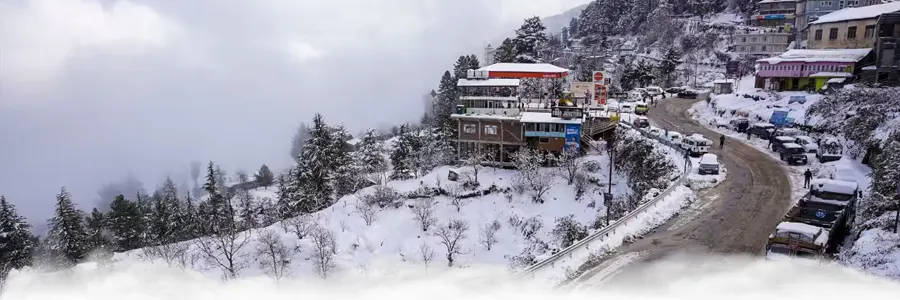 Shimla and Kufri in Himachal Pradesh during winter with snowfall and scenic hills